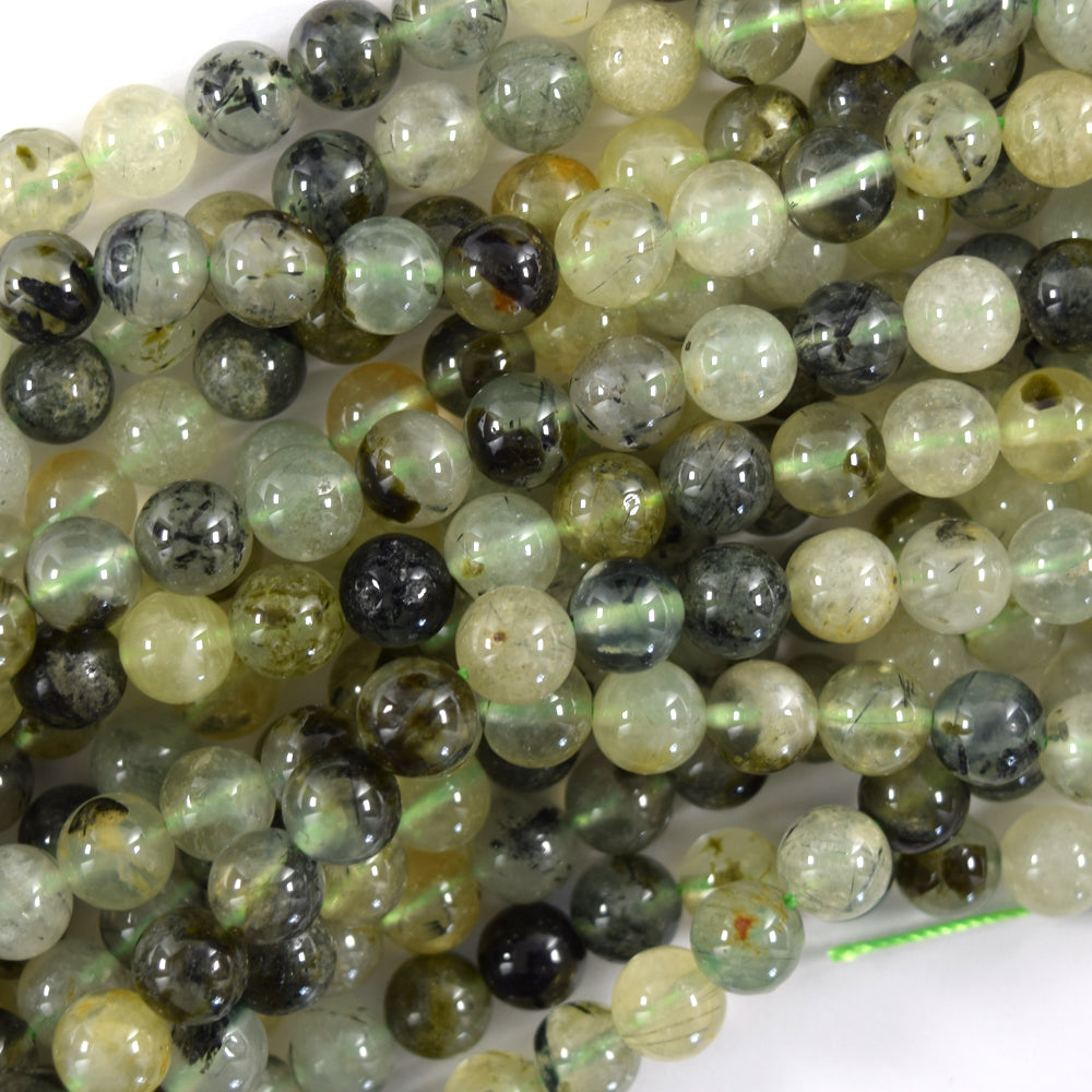 Natural Green Prehnite Round Beads Gemstone 15.5" Strand 6mm 8mm S2