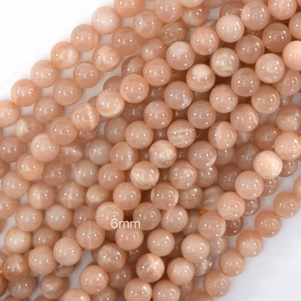 Natural Orange Sunstone Round Beads Gemstone 15" Strand 4mm 6mm 8mm 10mm - Eagle Beadz
