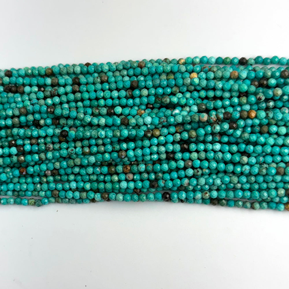 Faceted Green Turquoise Round Beads 15.5" Strand 2mm 3mm 4mm 6mm 8mm 10mm