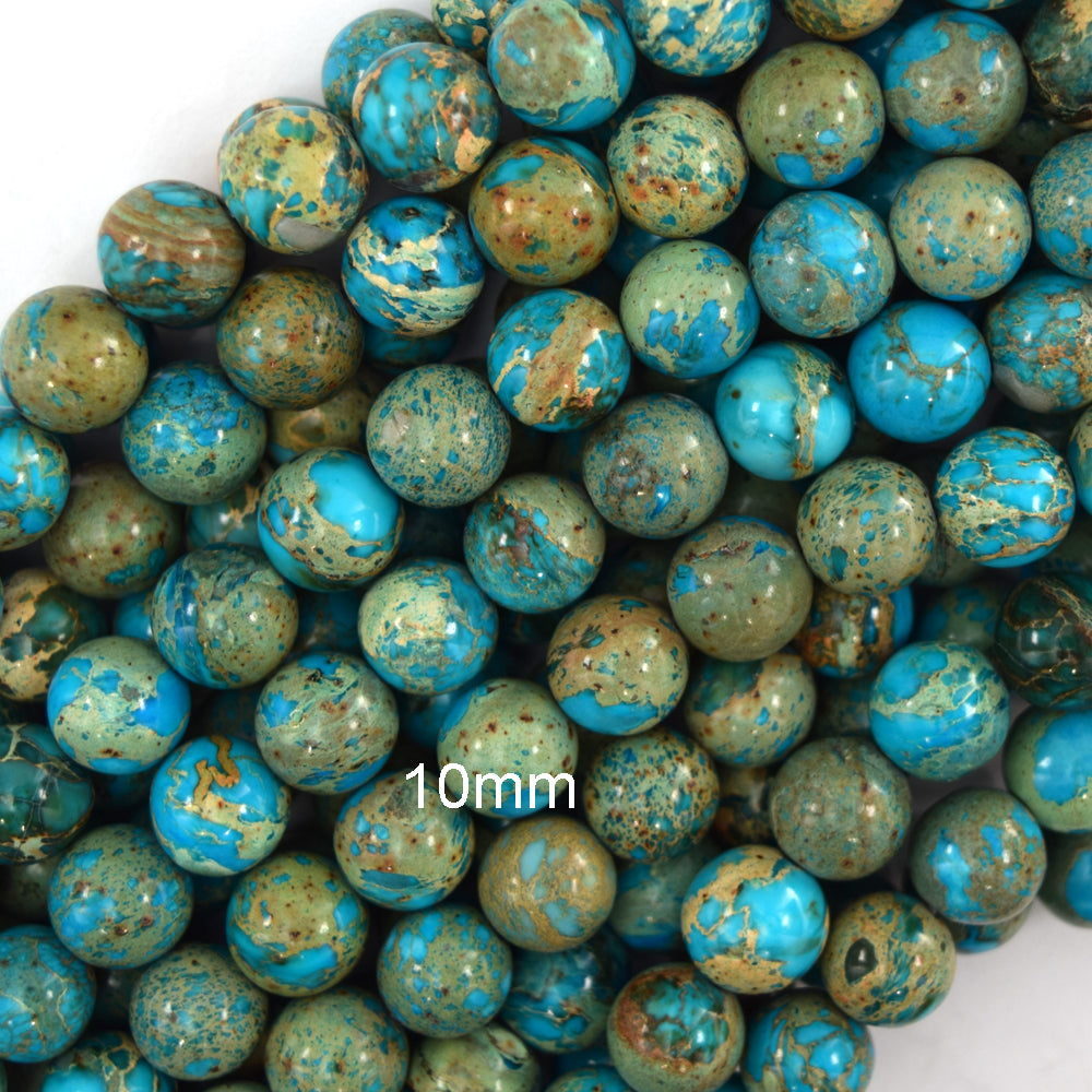 Sky Blue Sea Sediment Jasper Round Beads 15.5" Strand 4mm 6mm 8mm 10mm 12mm - Eagle Beadz