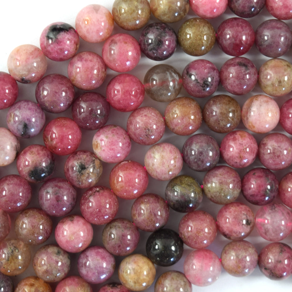 Natural African Pink Rhodonite Round Beads 15.5" Strand 4mm 6mm 8mm 10mm - Eagle Beadz