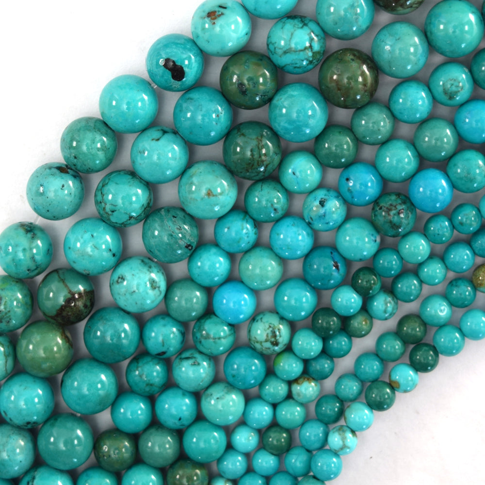 Green Turquoise Round Beads Gemstone 15.5" Strand 4mm 6mm 8mm 10mm S1