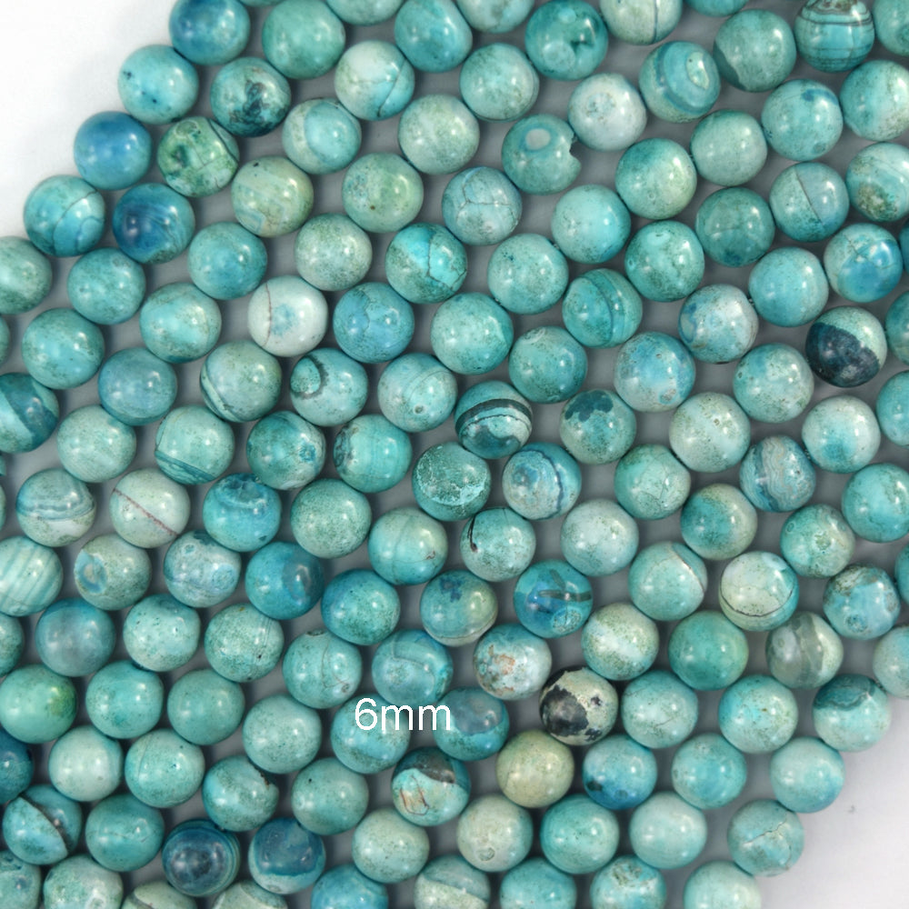 Aqua Blue Terra Agate Round Beads 14" Strand Robbin's Egg 6mm 8mm 10mm - Eagle Beadz