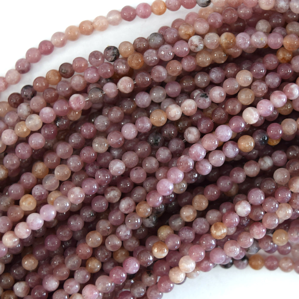 Natural Light Purple Lepidolite Round Beads 15.5" Strand 6mm 8mm S2 - Eagle Beadz