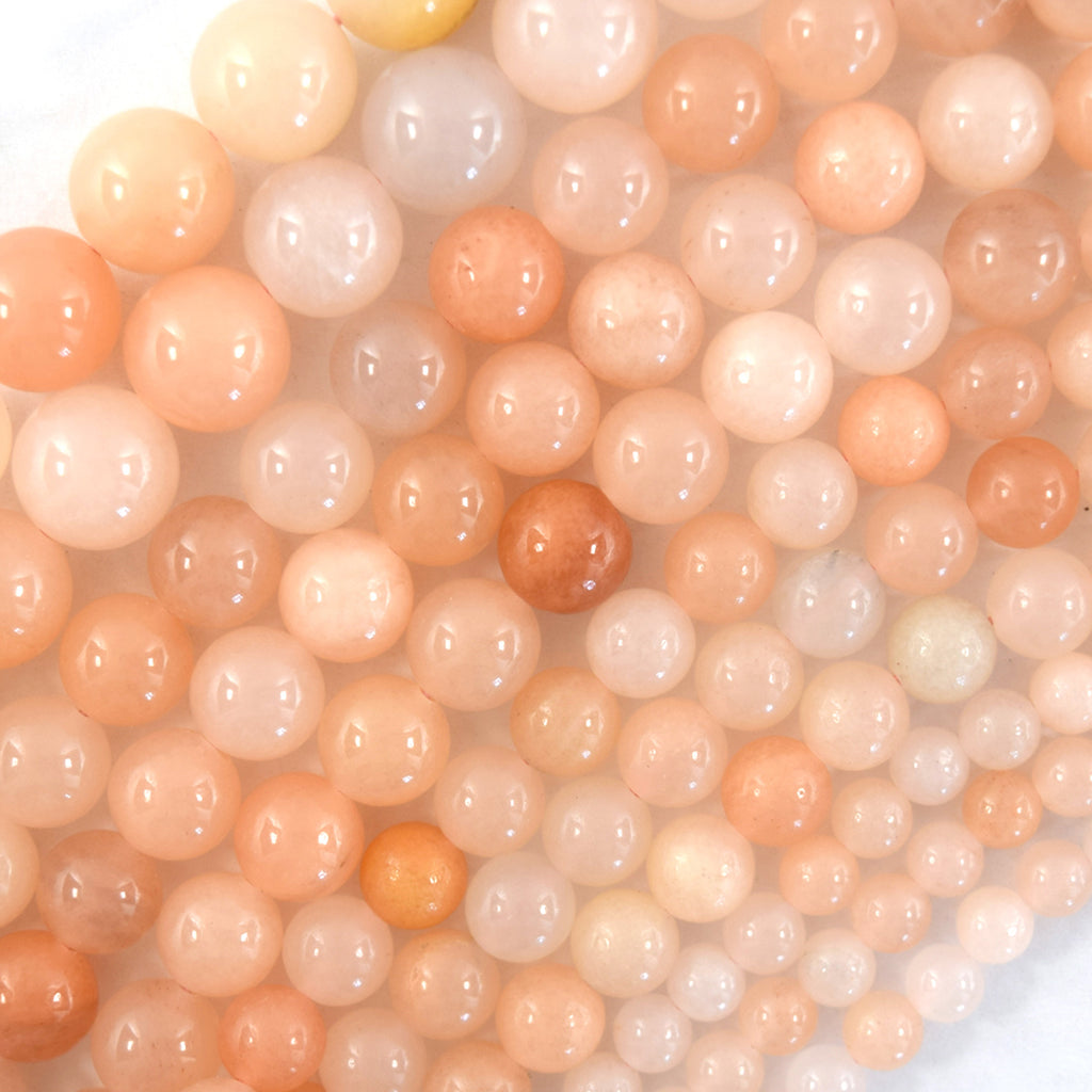 Natural Peach Aventurine Round Beads Gemstone 15" Strand 6mm 8mm 10mm 12mm - Eagle Beadz