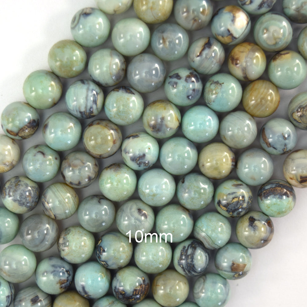 Aqua Blue Terra Agate Round Beads 14" Strand Robbin's Egg 6mm 8mm 10mm - Eagle Beadz