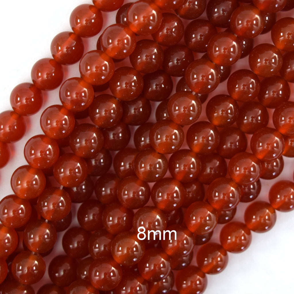 AA Red Carnelian Round Beads Gemstone 15" Strand 4mm 6mm 8mm 10mm 12mm