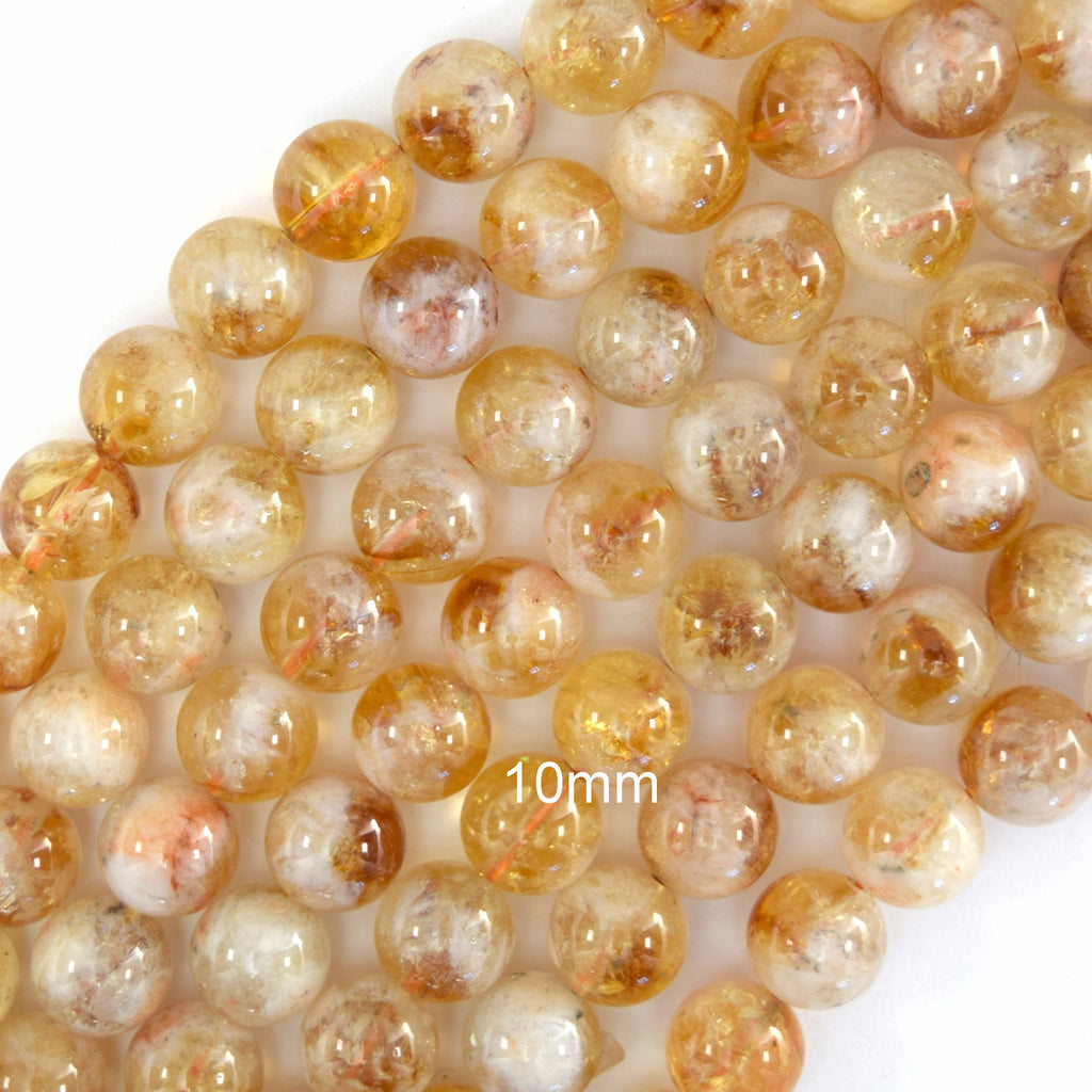 A grade Natural Yellow Citrine Round Beads 15" Strand 4mm 6mm 8mm 10mm 12mm S1 - Eagle Beadz