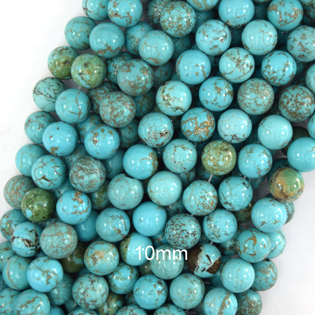 Blue Turquoise Round Beads 15.5" Strand 2mm 4mm 6mm 8mm 10mm 12mm Brown Matrix - Eagle Beadz