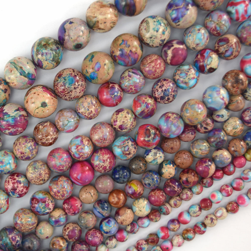 Galaxy Purple Blue Sea Sediment Jasper Round Beads 15.5" 4mm 6mm 8mm 10mm S2 - Eagle Beadz