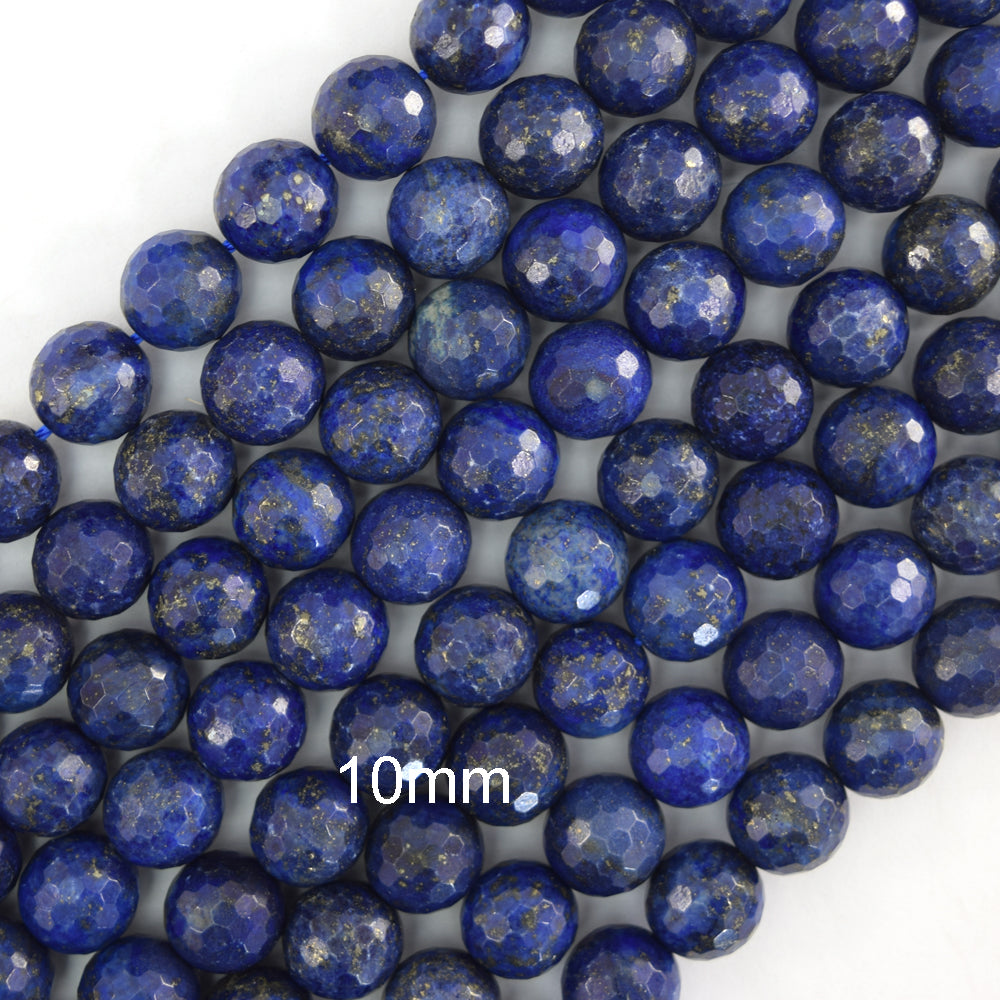 Faceted Blue Lapis Lazuli Round Beads 15" Strand 2mm 3mm 4mm 6mm 8mm 10mm - Eagle Beadz