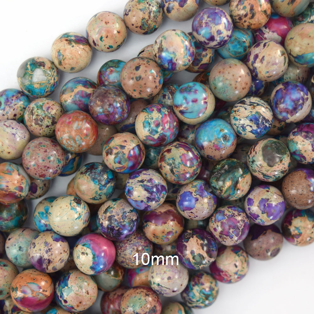 Galaxy Purple Blue Sea Sediment Jasper Round Beads 15.5" 4mm 6mm 8mm 10mm S2 - Eagle Beadz