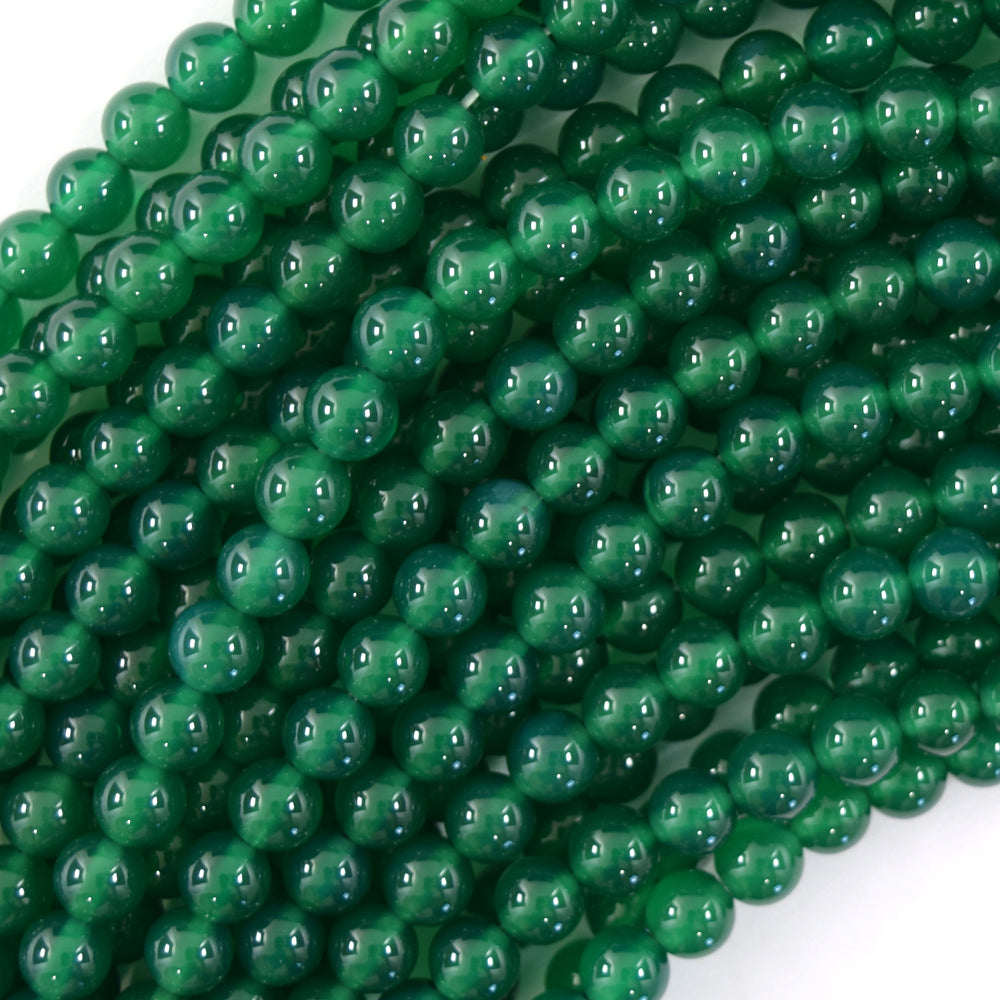 AA Green Onyx Round Beads Gemstone 15" Strand 4mm 6mm 8mm 10mm 12mm - Eagle Beadz