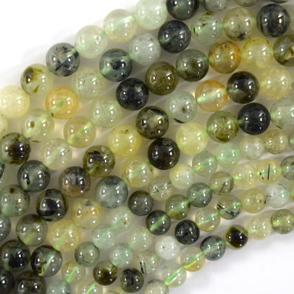Natural Green Prehnite Round Beads Gemstone 15.5" Strand 6mm 8mm S2