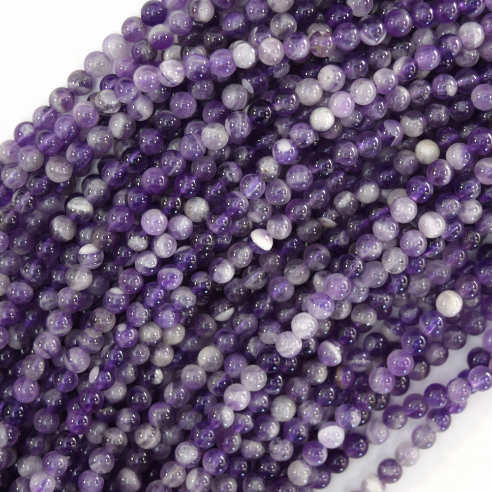 Natural Purple Amethyst Round Beads Gemstone 15" Strand 4mm 6mm 8mm 10mm S2 - Eagle Beadz