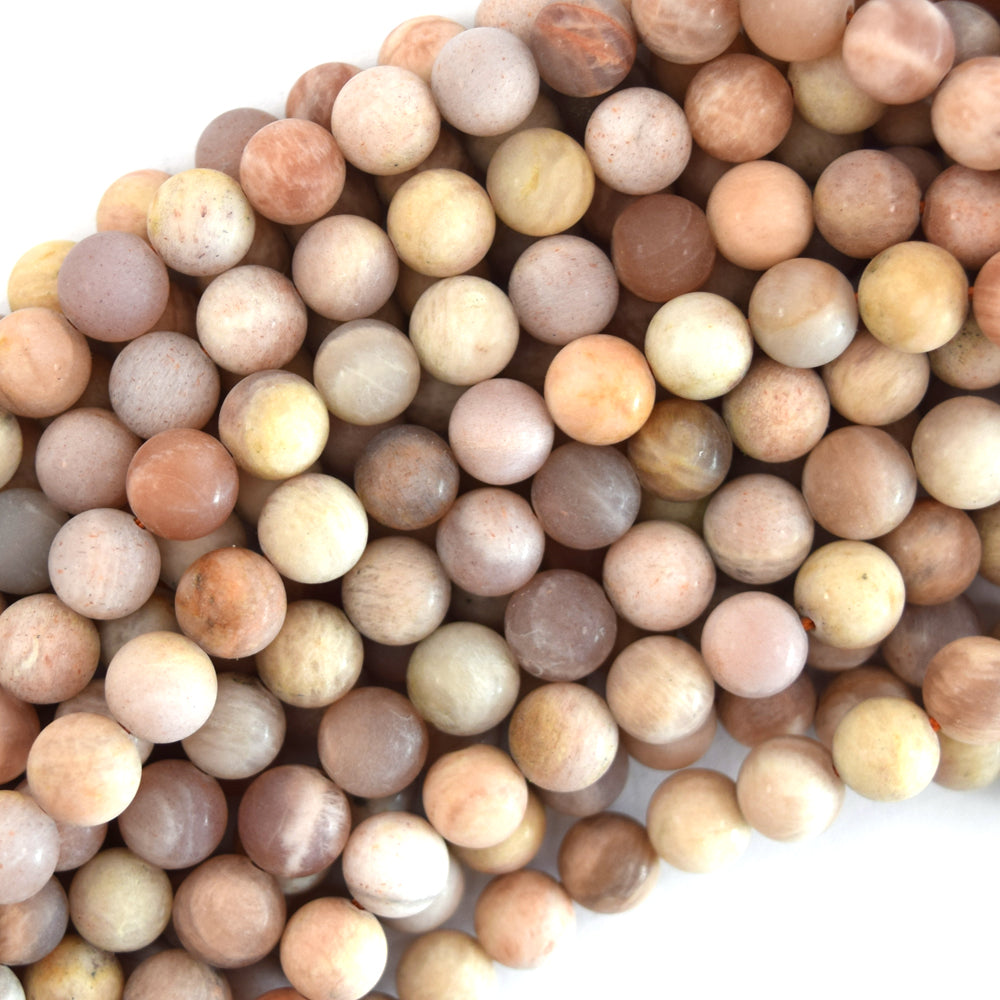 Natural Matte Sunstone Round Beads Gemstone 15" Strand 6mm 8mm 10mm - Eagle Beadz