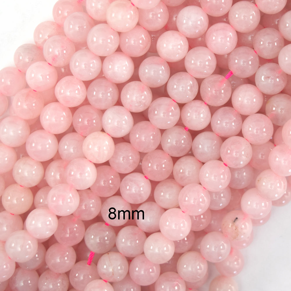 Pink Rose Quartz Round Beads Gemstone 15" Strand 4mm 6mm 8mm 10mm 12mm - Eagle Beadz