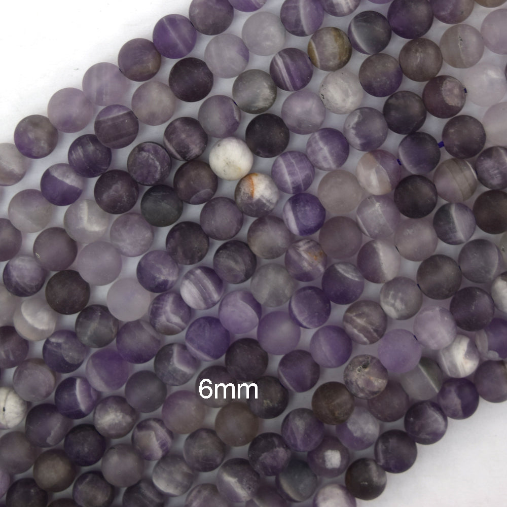 Natural Matte Purple Amethyst Round Beads 15" Strand 4mm 6mm 8mm 10mm 12mm - Eagle Beadz
