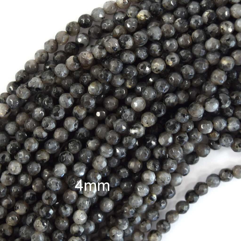 Natural Faceted Labradorite Larvikite Round Beads 14.5" 4mm 6mm 8mm 10mm 12mm