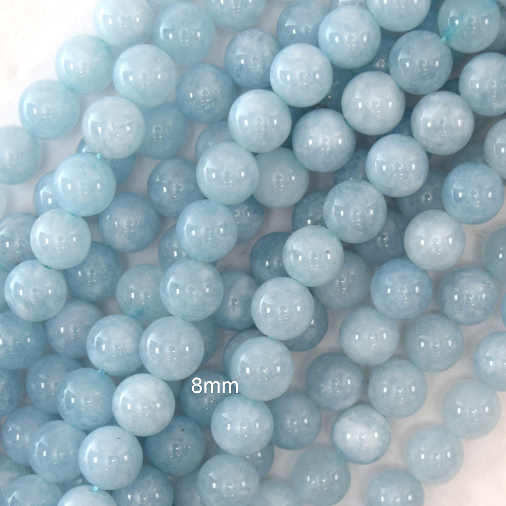 Light Blue Aquamarine Quartz Round Beads 15" Strand 4mm 6mm 8mm 10mm 12mm - Eagle Beadz