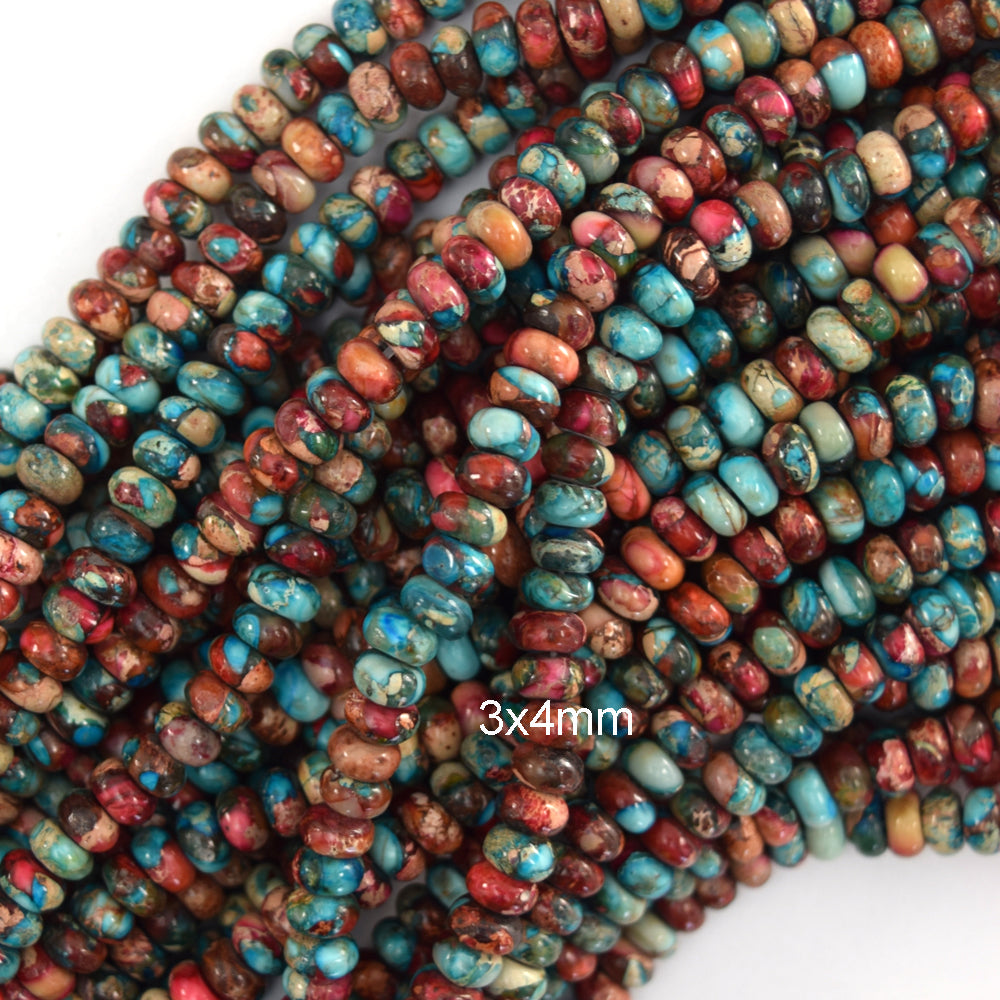 Galaxy Multicolor Sea Sediment Jasper Rondelle Button Beads 15" 4mm 6mm 8mm - Eagle Beadz