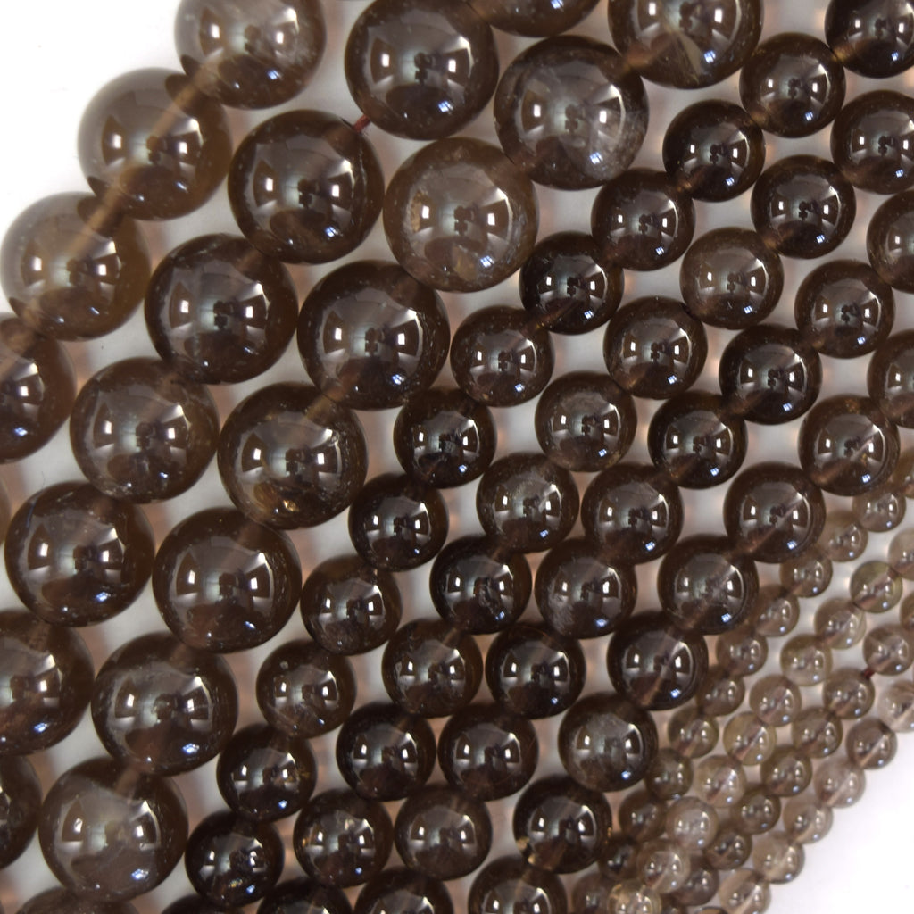 Natural Brown Smoky Quartz Round Beads Gemstone 15" Strand 4mm 8mm 12mm