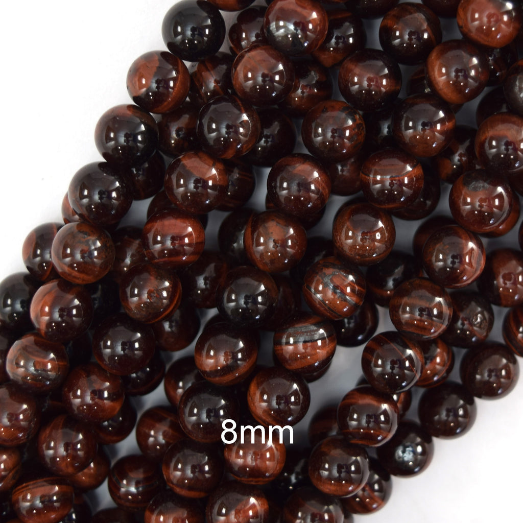 Red Tiger Eye Round Beads Gemstone 15" Strand 4mm 6mm 8mm 10mm