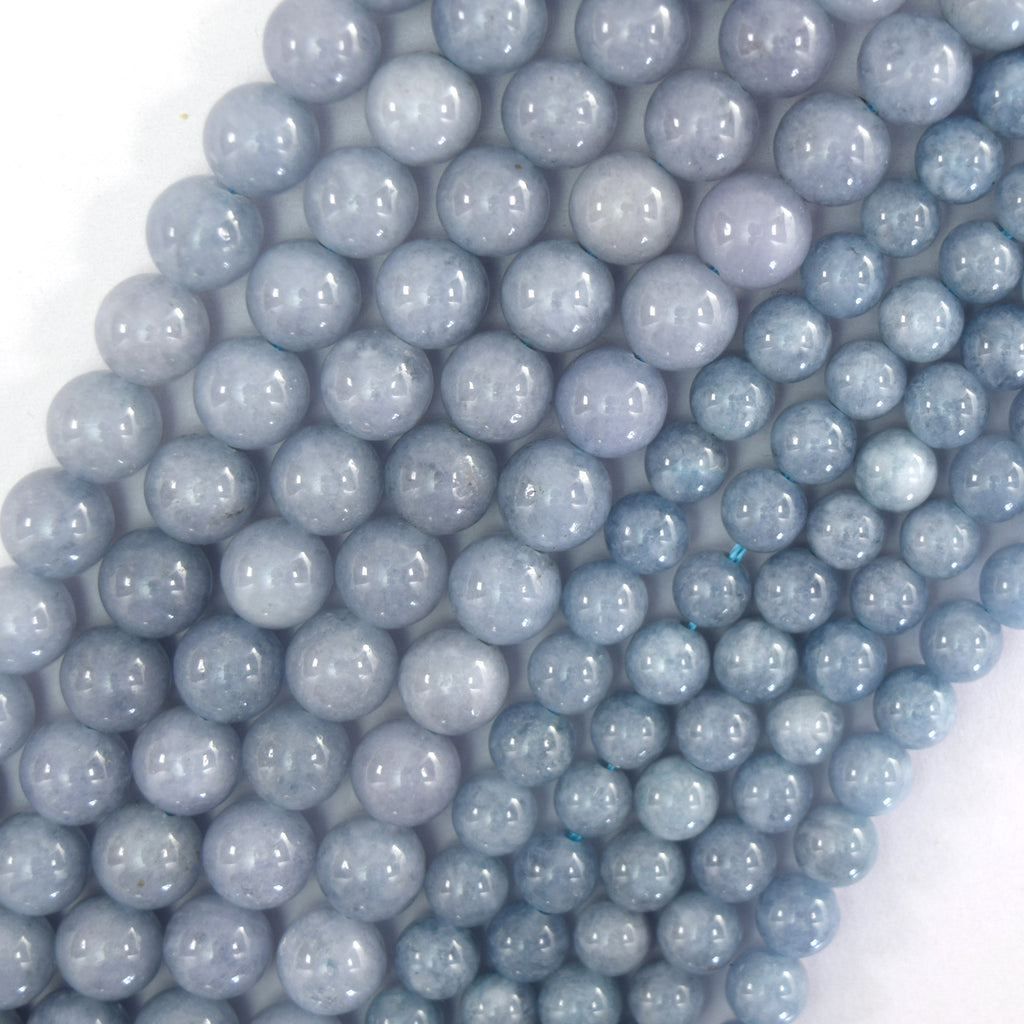 Blue Aquamarine Quartz Round Beads Gemstone 15" Strand 6mm 8mm 10mm