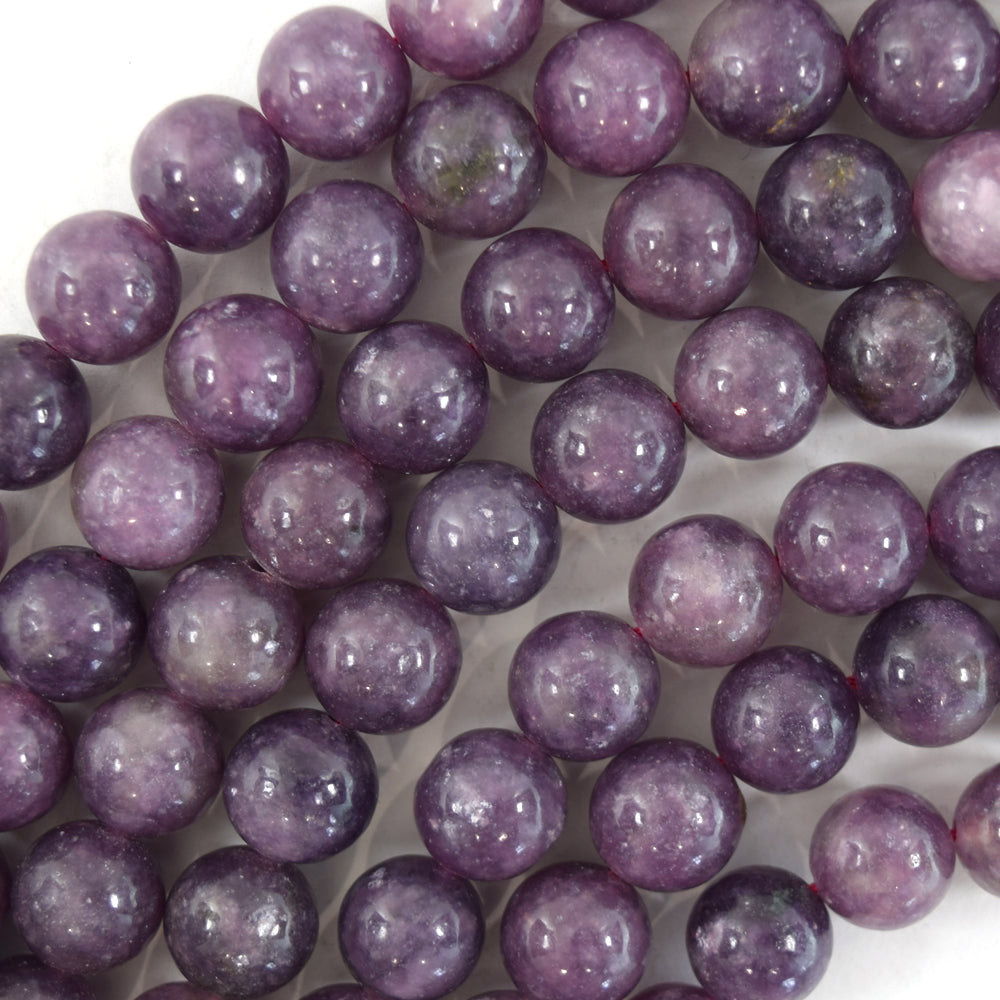 Natural Purple Lepidolite Round Beads 15" Strand 4mm 6mm 8mm 10mm 12mm S1