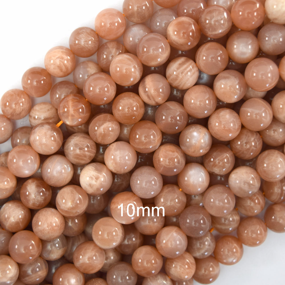 Natural Orange Sunstone Round Beads Gemstone 15" Strand 4mm 6mm 8mm 10mm - Eagle Beadz