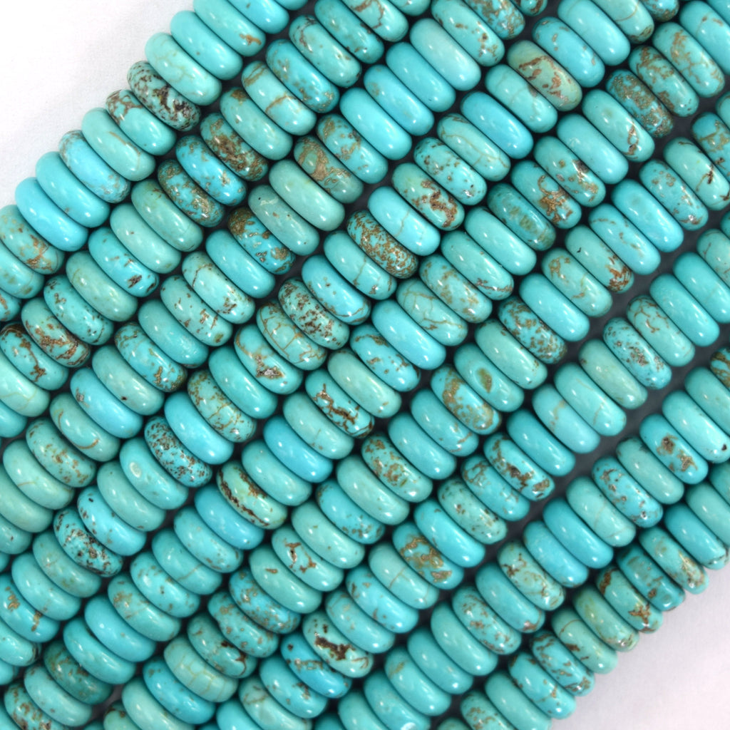 Light Blue Turquoise Rondelle Button Beads 15.5" Strand 6mm 8mm 10mm 12mm