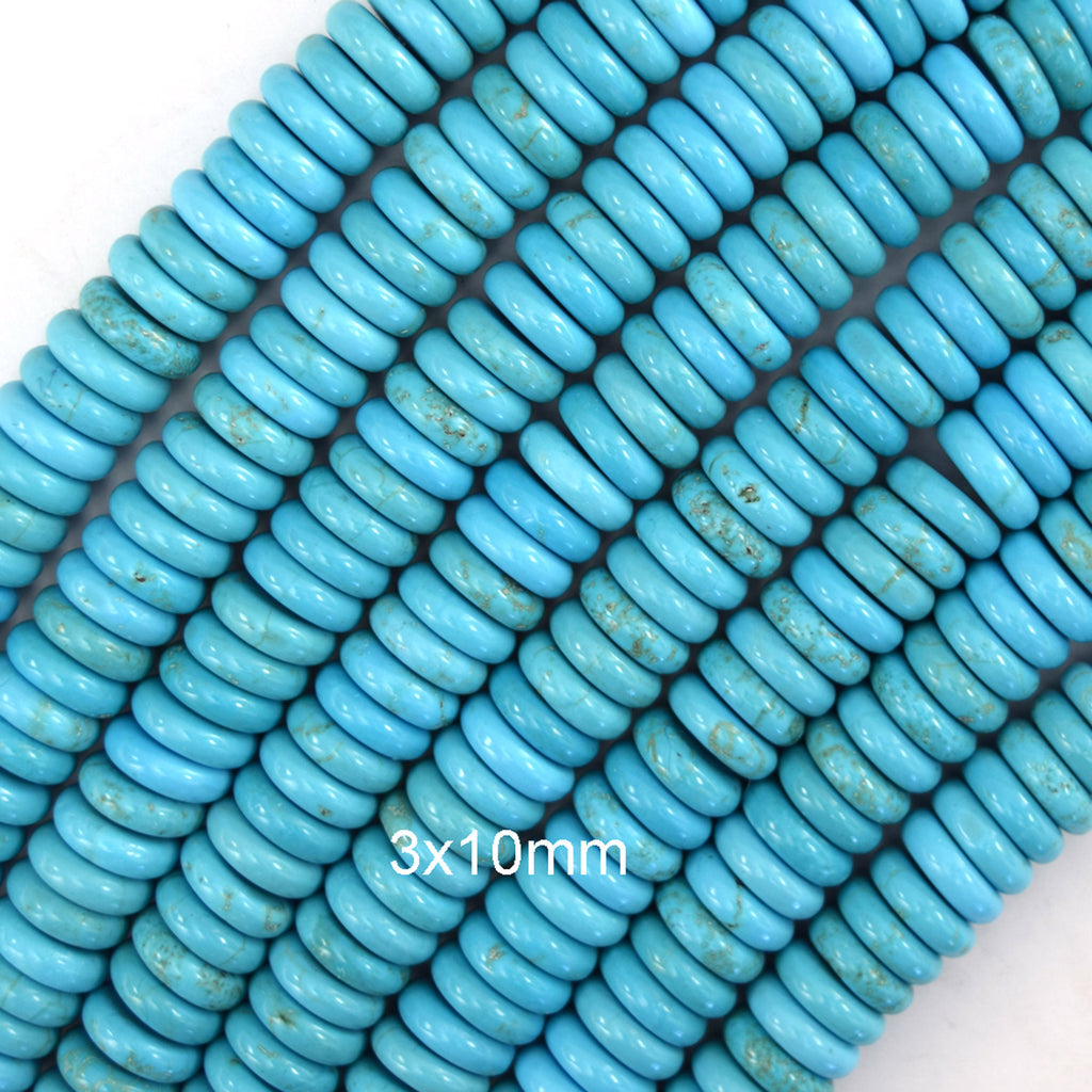 Light Blue Turquoise Rondelle Button Beads 15.5" Strand 6mm 8mm 10mm 12mm