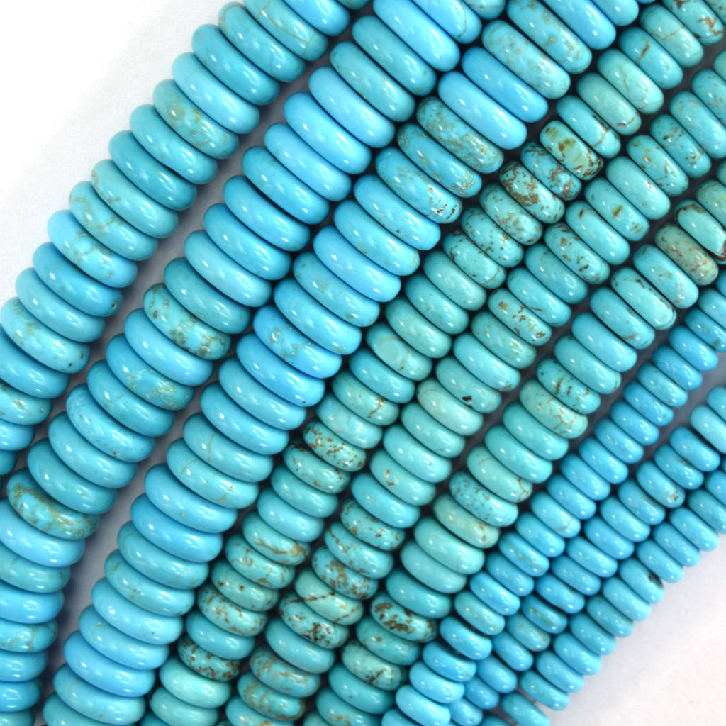 Light Blue Turquoise Rondelle Button Beads 15.5" Strand 6mm 8mm 10mm 12mm