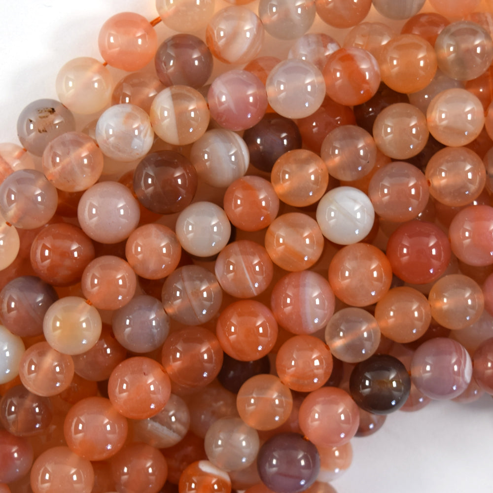 AA Natural Swazi African Agate Round Beads Gemstone 15.5" Strand 6mm 8mm