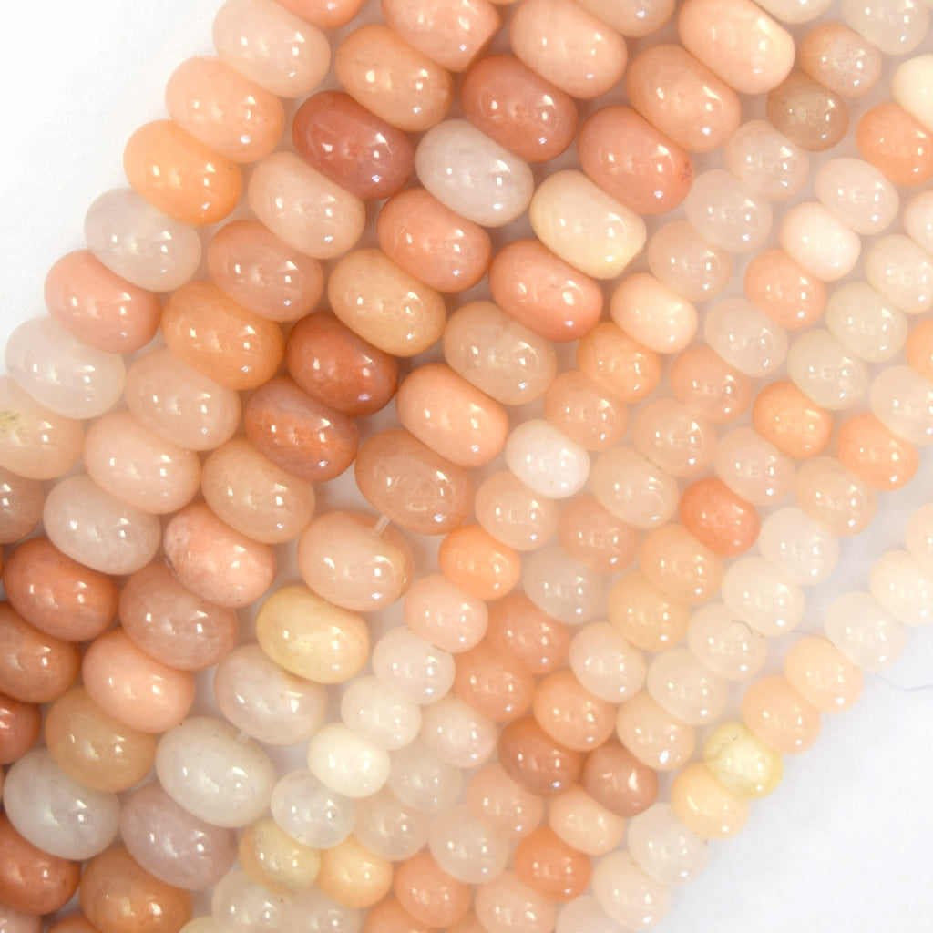 Natural Peach Aventurine Rondelle button Beads 15" Strand 4x6mm 5x8mm