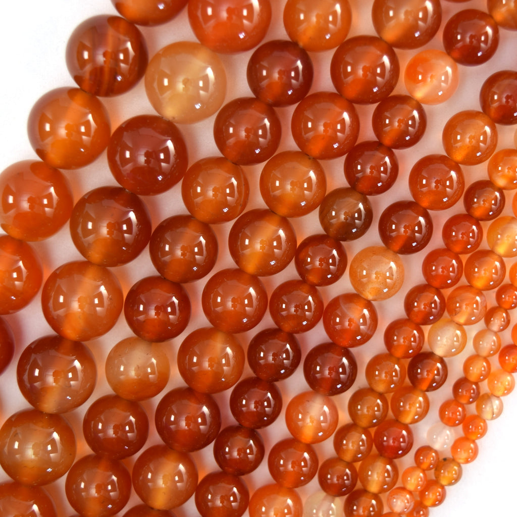 Natural Carnelian Round Beads Gemstone 15" Strand 4mm 6mm 8mm 10mm 12mm S1