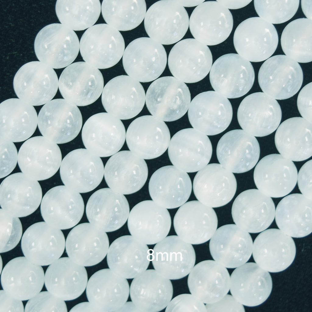 Genuine Light Blue Selenite Round Beads Gemstone 15.5" Strand 6mm 8mm 10mm