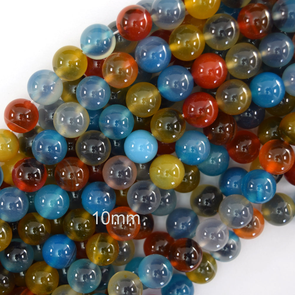 Rainbow Candy Agate Round Beads Gemstone 15" Strand 6mm 8mm 10mm Suger Heart - Eagle Beadz