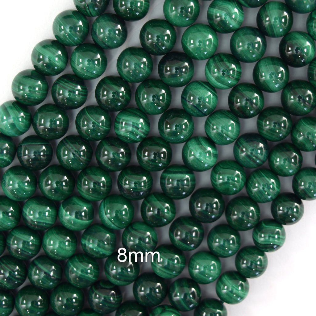 AA Natural Green Malachite Round Beads Gemstone 15.5" Strand 4mm 6mm 8mm 10mm