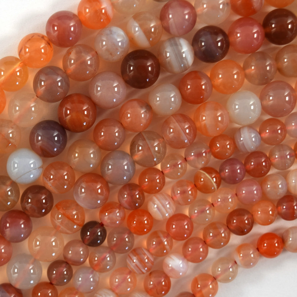 AA Natural Swazi African Agate Round Beads Gemstone 15.5" Strand 6mm 8mm