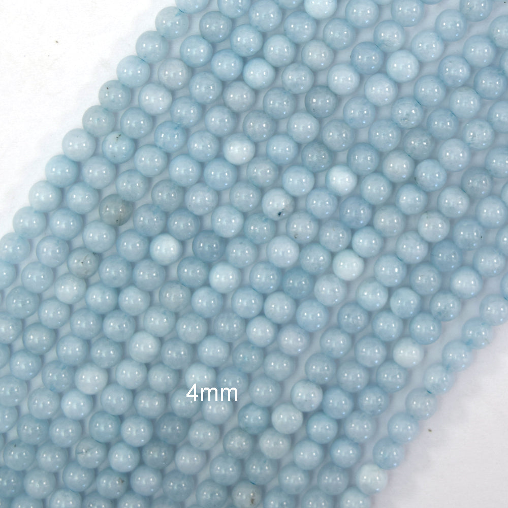 Light Blue Aquamarine Quartz Round Beads 15" Strand 4mm 6mm 8mm 10mm 12mm - Eagle Beadz