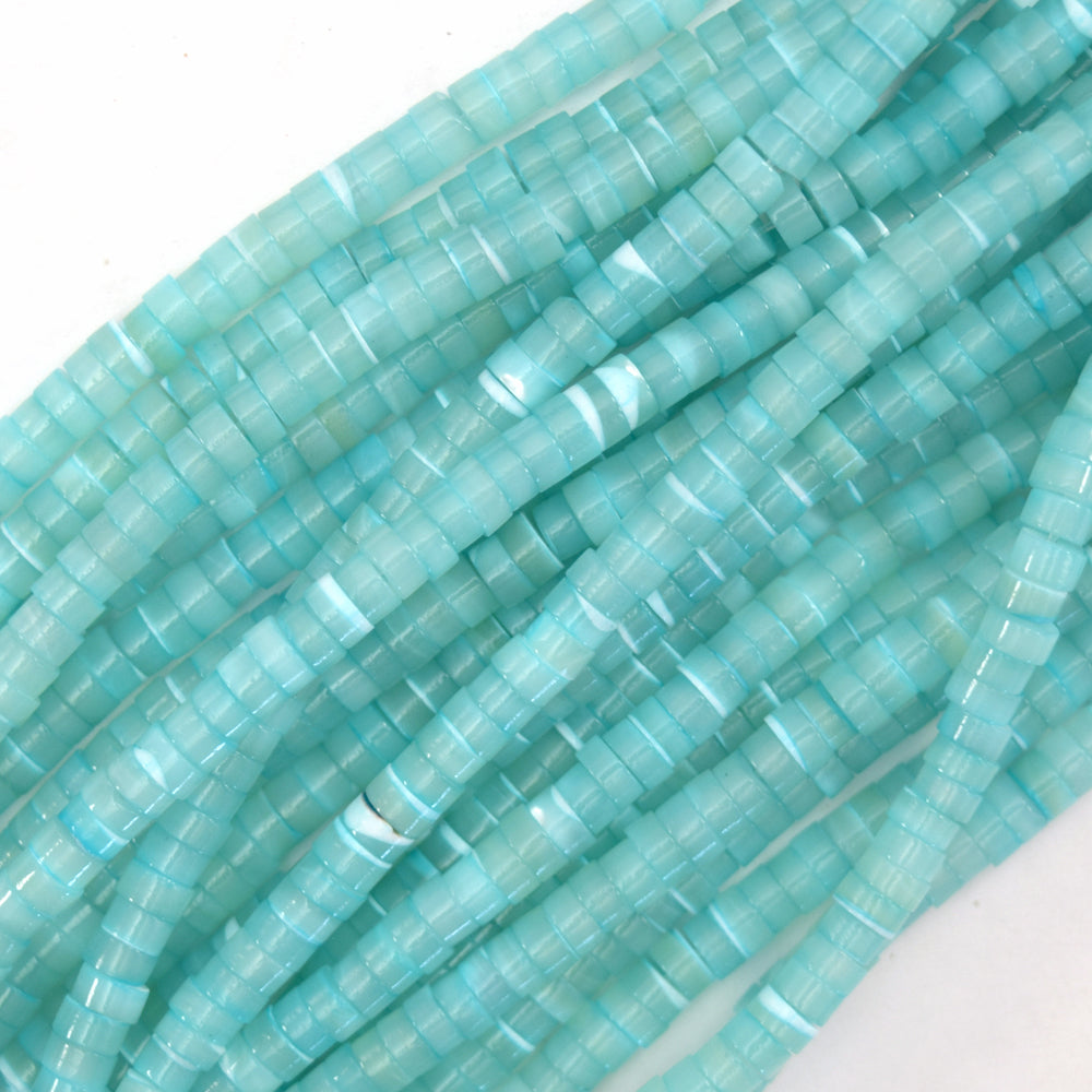 2x4mm Mother Of Pearl Mop Heishi Disc Beads 15.5" Blue Green Pink Purple 4mm - Eagle Beadz