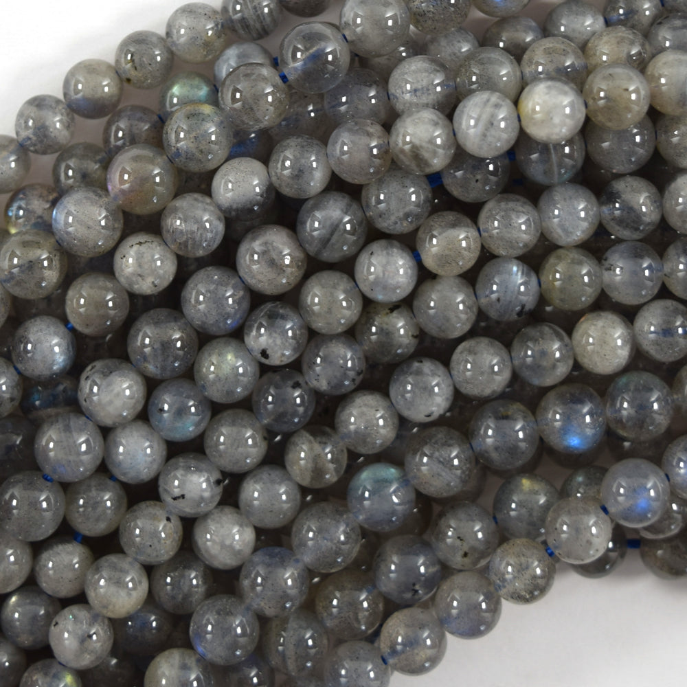 Natural Light Gray Labradorite Round Beads Gemstone 15" Strand 6mm 8mm 10mm S3 - Eagle Beadz