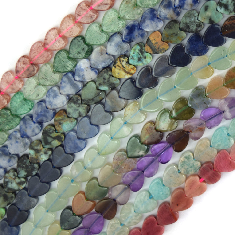 6mm Natural Various Gemstones Heart Beads 15" Strand Amethyst Amazonite Sodalite - Eagle Beadz
