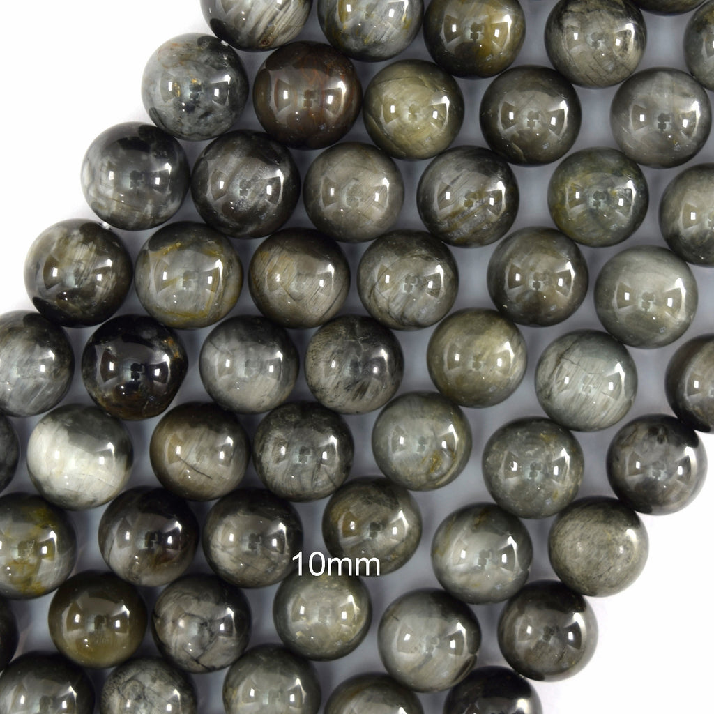 AA Natural Gray Hawk Eye Round Beads 15.5" Eagle Eye 4mm 6mm 8mm 10mm 12mm S1 - Eagle Beadz
