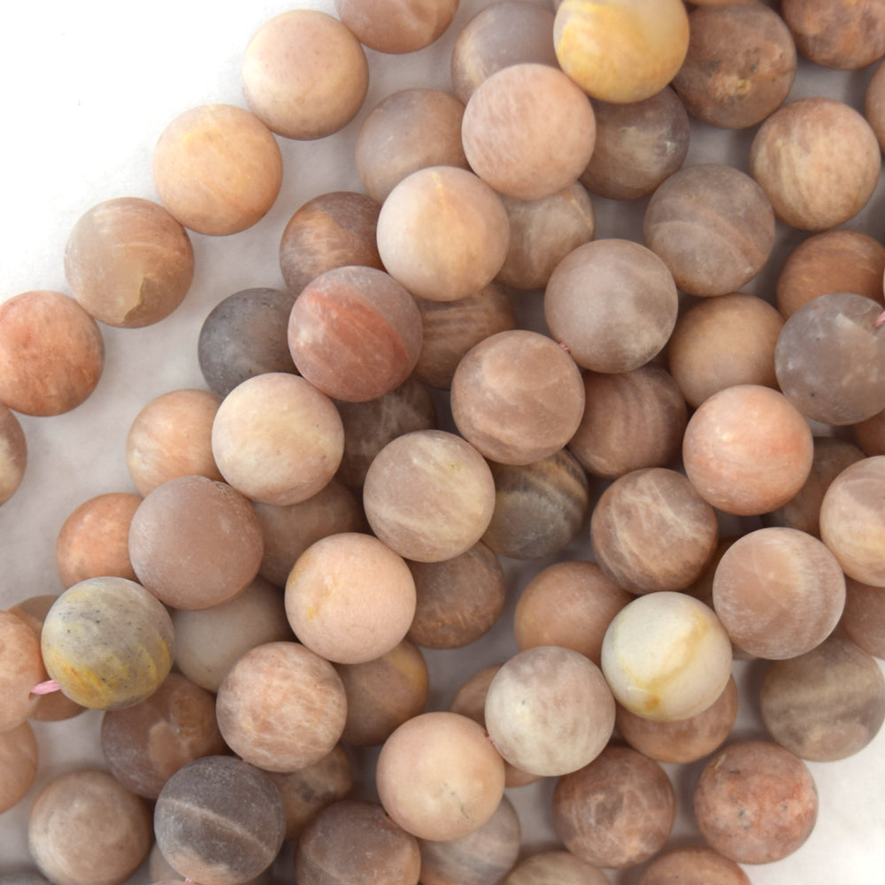 Natural Matte Sunstone Round Beads Gemstone 15" Strand 6mm 8mm 10mm - Eagle Beadz