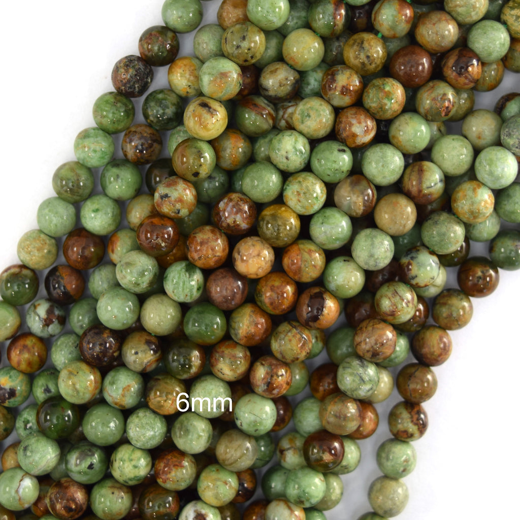 Natural African Green Opal Round Beads Gemstone 15" Strand 6mm 8mm 10mm - Eagle Beadz