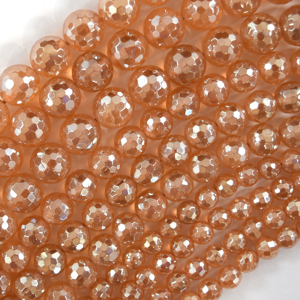 Mystic Titanium Faceted Champagne Crystal Quartz Round Beads 15" 6mm 8mm 10mm - Eagle Beadz