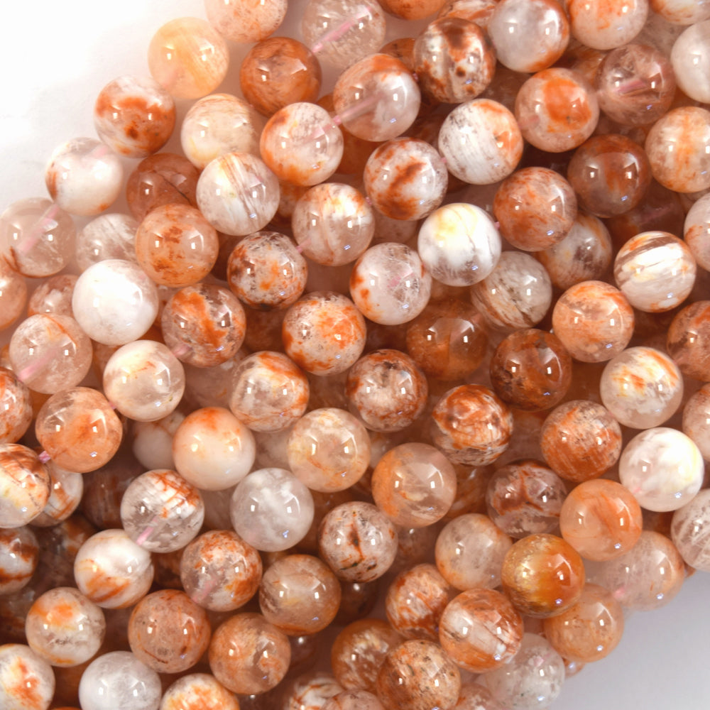 AA Natural Orange Peach Phantom Lodalite Quartz Beads 15.5" Strand 6mm 8mm - Eagle Beadz