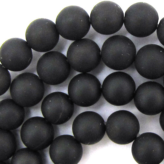 Matte Black Onyx Round Beads Gemstone 15" Strand 3mm 4mm 6mm 8mm 10mm 12mm